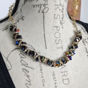 Austrian crystal necklace on gold matte metal